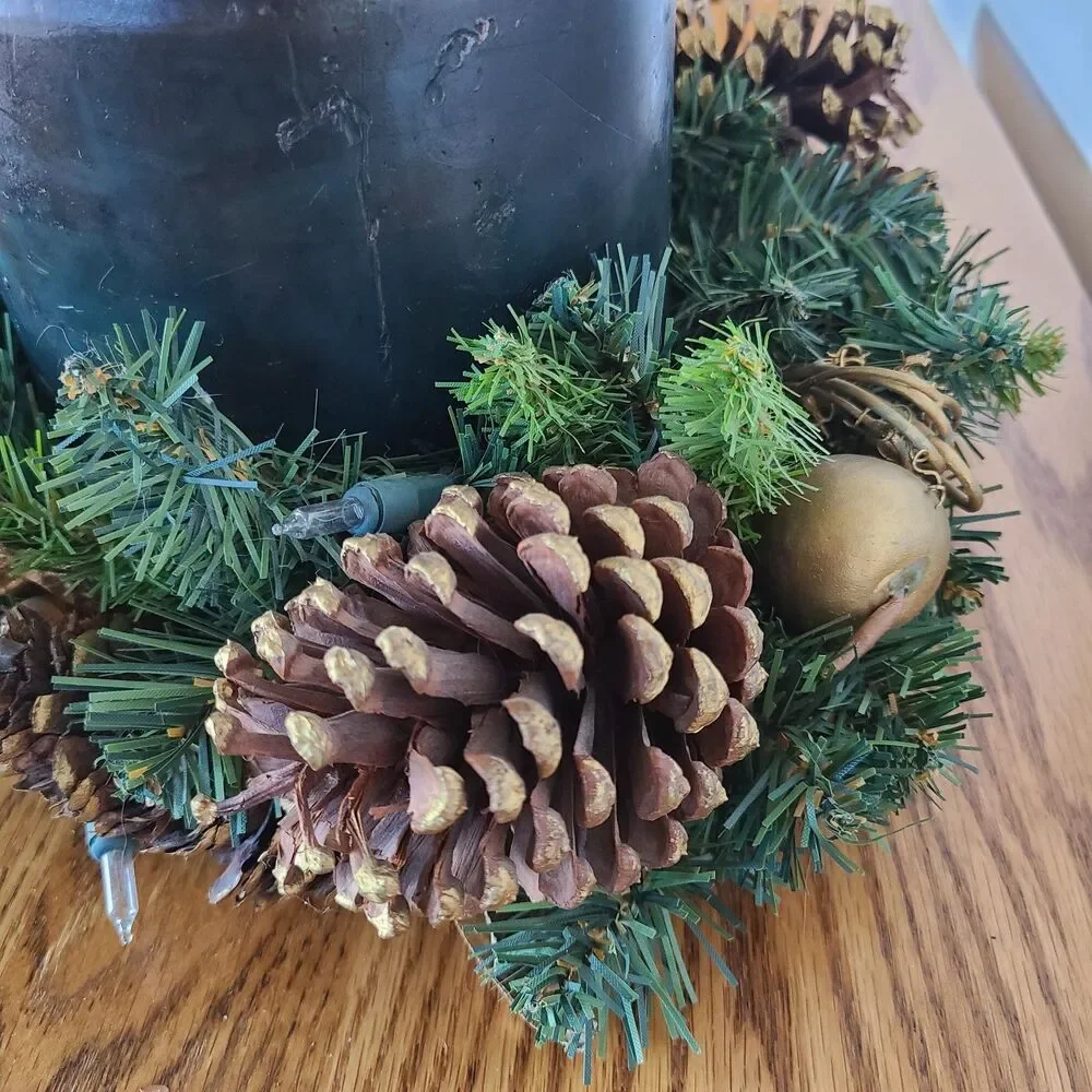 Vintage Light Up Holiday Three-Wick Candle Centerpiece Festive Table Decoration